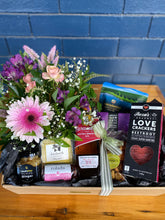 Load image into Gallery viewer, Flowers, Food and your Favourite Drink GIFT Hamper

