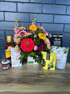 Flowers, Food and your Favourite Drink GIFT Hamper