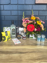 Load image into Gallery viewer, Flowers, Food and your Favourite Drink GIFT Hamper
